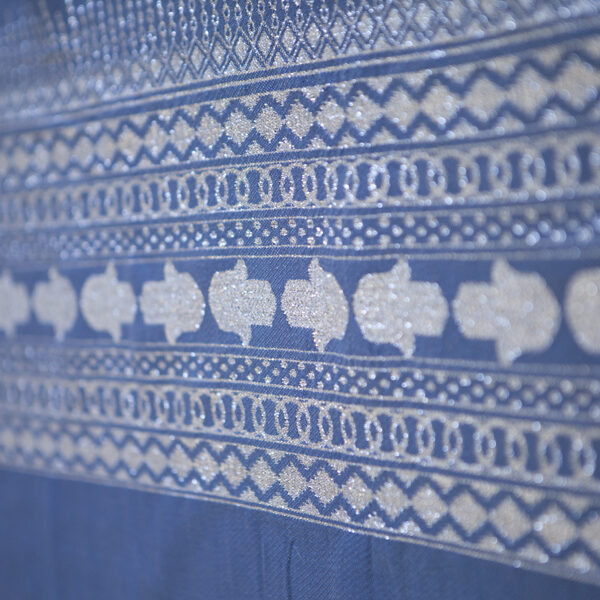 Handmade Aegean Blue Throw-Silver Hand of Fatima (2.5m x 1.5m)