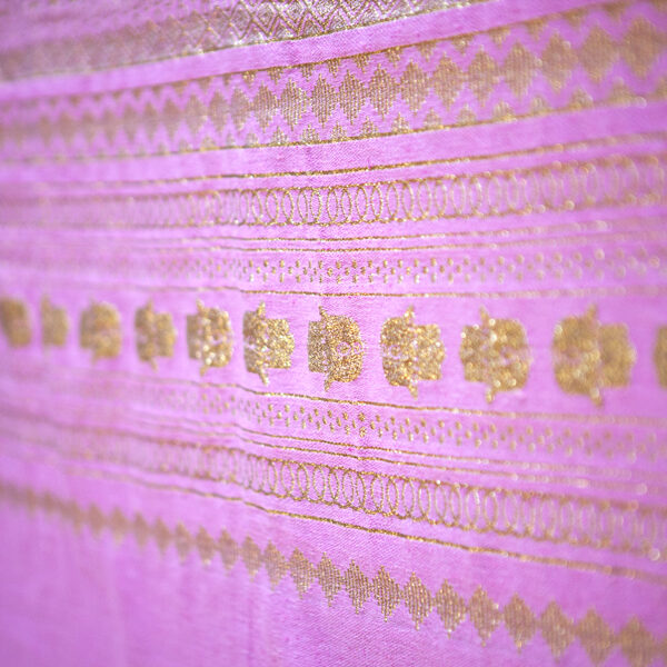 Handmade Candy Pink Throw-Gold Hand of Fatima (2.5m x 1.5m)