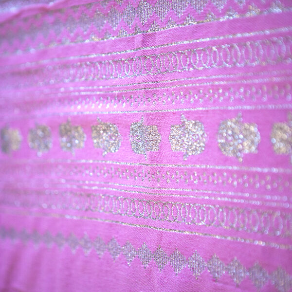 Handmade Candy Pink Throw-Silver Hand of Fatima (2.5m x 1.5m)