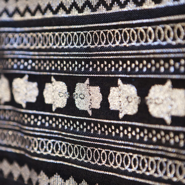 Handmade Charcoal Black Throw-Silver Hand of Fatima (2.5m x 1.5m)