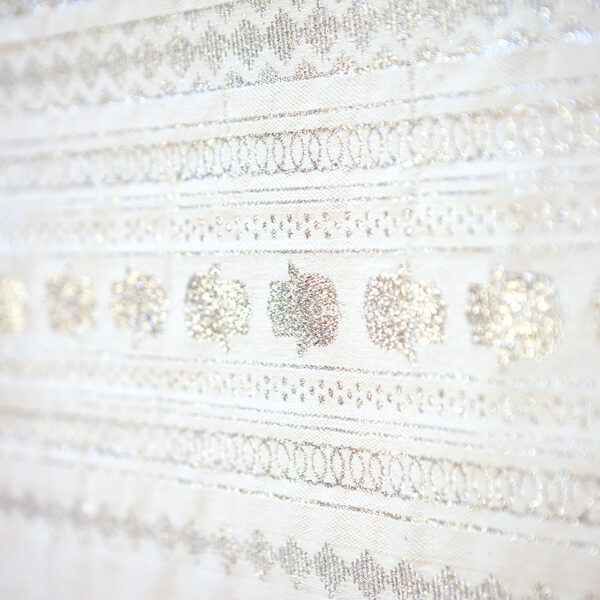 Handmade Pearl White Throw-Silver Hand of Fatima (2.5m x 1.5m)