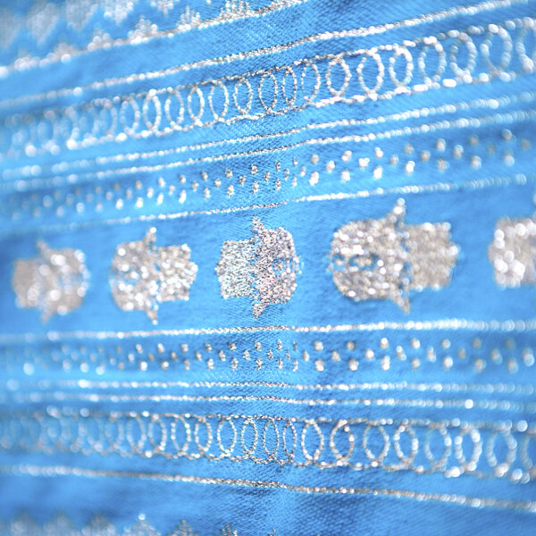 Handmade Royal Blue Throw-Silver Hand of Fatima (2.5m x 1.5m)