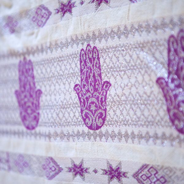 Handmade White Throw-Purple Hand of Fatima (2.5m x 1.5m)